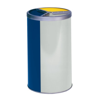 Runde Wertstoffstation - Stahl - Volumen 3 x 30 l - Farben gelb/blau/lichtgrau Gelb/Blau/Lichtgrau