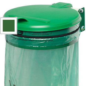 Müllsackhalter - Wandgerät - Stahl - Deckel Kunststoff - für 120 l Säcke - 370 x 465 mm (BxT) - smaragdgrün RAL 6001 Smaragdgrün