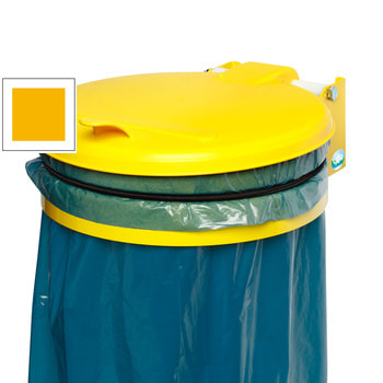 Müllsackhalter - Wandgerät - Stahl - Deckel Kunststoff - für 120 l Säcke - 370 x 465 mm (BxT) - verkehrsgelb RAL 1023 Verkehrsgelb