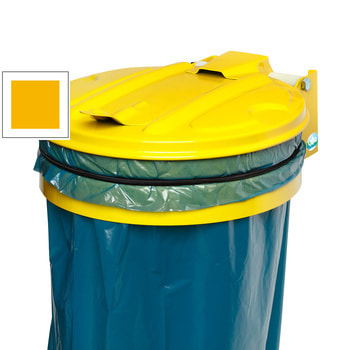 Müllsackhalter - Wandgerät mit Metall Deckel - für 120 l Säcke - 370 x 465 mm (BxT) - verkehrsgelb RAL 1023 Verkehrsgelb