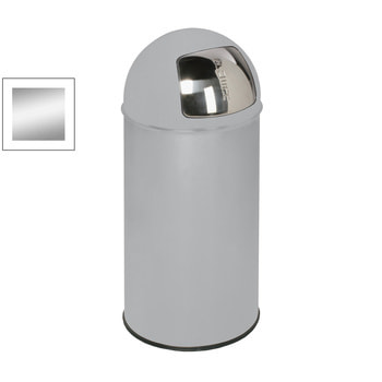 Mülleimer mit Edelstahl Einwurfklappe - rund - Volumen 50 l - 740 x 350 x 350 mm (HxBxT) - silber Silber