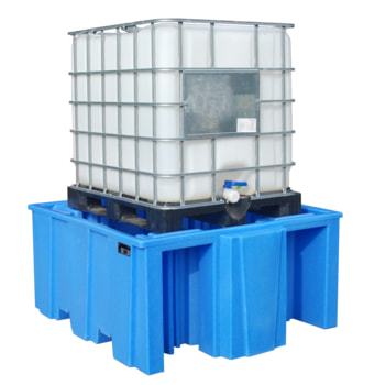 Säurebeständige Auffangwanne aus PE - 1.000 l Volumen - für 1 IBC-Container