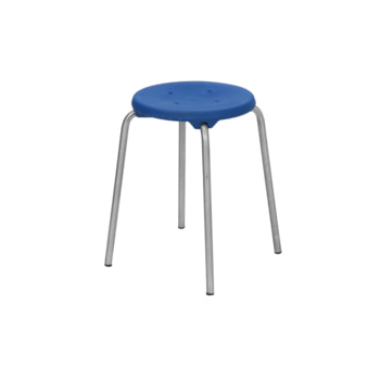 Hocker - Stapelhocker - Sitzhöhe 500 mm - PU blau - Edelstahl Gestell 500 mm