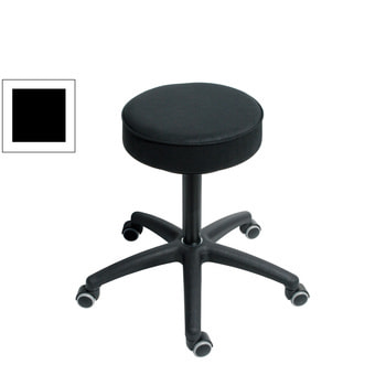 Drehhocker - Sitzhöhe 480 - 670 mm - Kunstleder schwarz - Kunststoff Fußkreuz mit Gleitern Schwarz