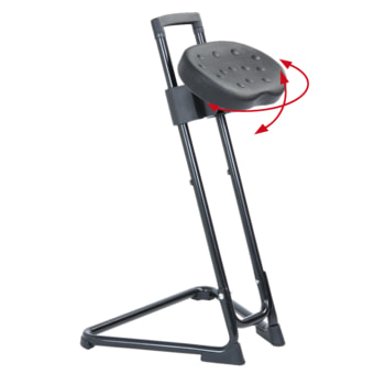 Ergonomische Stehhilfe - höhenverstellbar 60 bis 85 cm - Sitz PU, schwarz - Gestell schwarz Schwarz | Schwarz | Polyurethan (PU)