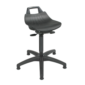 Hocker, Stehhilfe - Sitzhöhe 560-750 mm - Hartplastik schwarz - Kunststoff Fußkreuz mit Gleitern PP Hartplastik
