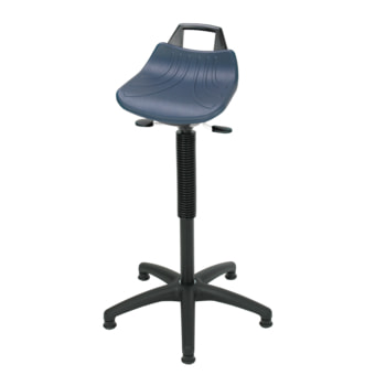 Hocker, Stehhilfe - Sitzhöhe 610-860 mm - PU Schaum blau - Kunststoff Fußkreuz mit Gleitern PU Schaum