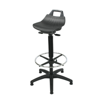 Hocker, Stehhilfe mit Fußring - Sitzhöhe 610-860 mm - Hartplastik schwarz - Kunststoff Fußkreuz mit Gleitern PP Hartplastik