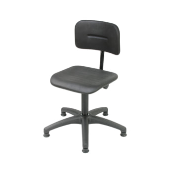 Arbeitsstuhl - Bürostuhl - Stahl-Drehspindel - Sitzhöhe 430 - 560 mm - PU schwarz - Fußkreuz mit Gleitern Gleiter | PU, schwarz | Mit Stahl-Drehspindel
