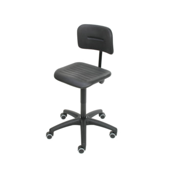 Arbeitsstuhl - Bürostuhl - Stahl-Drehspindel - Sitzhöhe 450 - 580 mm - PU schwarz - Fußkreuz mit Rollen Rollen | PU, schwarz | Mit Stahl-Drehspindel