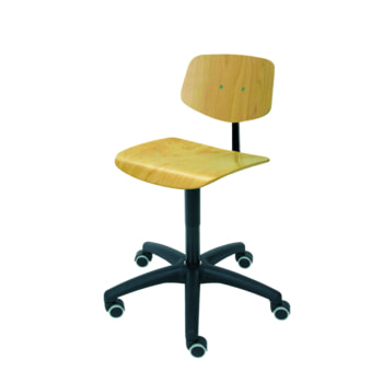 Arbeitsstuhl - Bürostuhl - Stahl-Drehspindel - Sitzhöhe 430 - 560 mm - Buche - Fußkreuz mit Rollen Rollen | Mit Stahl-Drehspindel