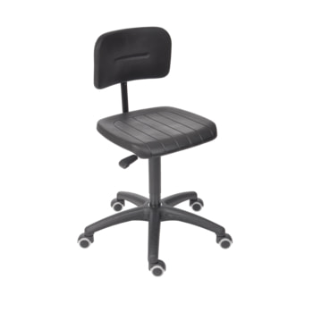 Arbeitsstuhl - Bürostuhl - Sitzhöhe 470 - 660 mm - PU, schwarz - Rückenlehne klein - Kunststofffußkreuz mit Rollen Rollen