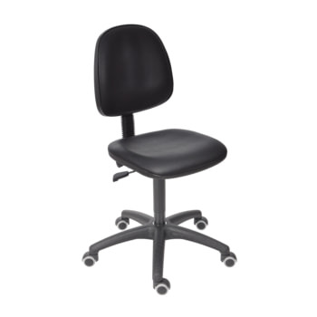 Arbeitsstuhl - Bürostuhl - Sitzhöhe 480 - 670 mm - Kunstleder, schwarz - Rückenlehne groß - Kunststoff-Fußkreuz mit Rollen Rollen