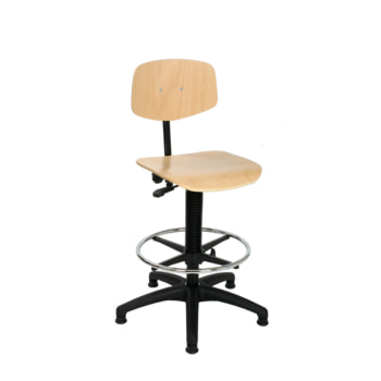 Arbeitsstuhl mit Fußring - Bürostuhl - Sitzhöhe 540 - 800 mm - Buche - Rückenlehne klein - Gleiter Buche