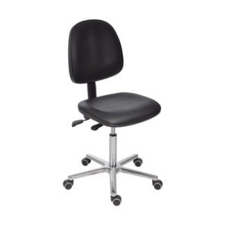 ESD Bürostuhl - antistatisch - Asynchronmechanik - Sitzhöhe 495-685 mm - PU schwarz - Aluminium - Fußkreuz mit Rollen Rollen | PU, schwarz