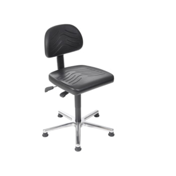 Bürostuhl - Asynchronmechanik - Sitzhöhe 470-650 mm - PU, schwarz - Rückenlehne klein - Aluminium Fußkreuz mit Gleitern PU, schwarz