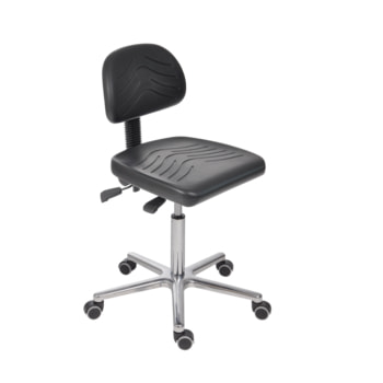 Bürostuhl - Asynchronmechanik - Sitzhöhe 490-670 mm - PU, schwarz - Rückenlehne klein - Aluminium Fußkreuz mit Rollen PU, schwarz