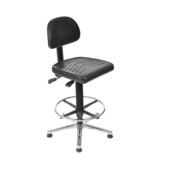 Bürostuhl - Asynchronmechanik - Sitzhöhe 470-650 mm - PU, schwarz - Rückenlehne klein - Aluminium Fußkreuz mit Gleitern - mit Fußring PU, schwarz