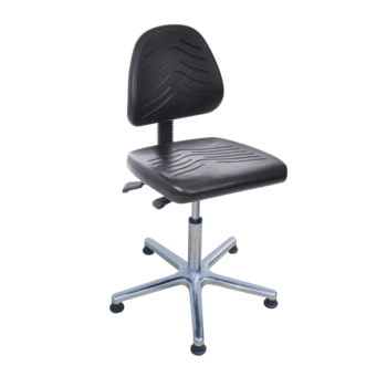 Bürostuhl - Asynchronmechanik - Sitzhöhe 470-650 mm - PU, schwarz - Rückenlehne groß - Aluminium Fußkreuz mit Gleitern PU, schwarz