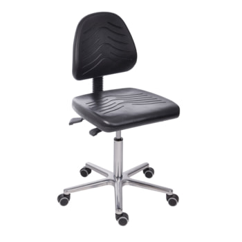 Bürostuhl - Asynchronmechanik - Sitzhöhe 490-670 mm - PU, schwarz - Rückenlehne groß - Aluminium Fußkreuz mit Rollen PU, schwarz