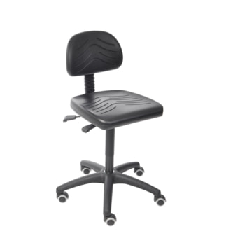 Bürostuhl - Asynchronmechanik - Sitzhöhe 480-670 mm - Kunstleder, schwarz - Rückenlehne klein - Kunststoff Fußkreuz mit Rollen Kunstleder, schwarz