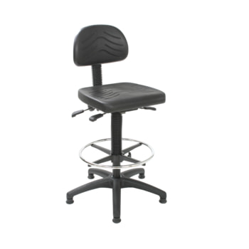Bürostuhl - Asynchronmechanik - Sitzhöhe 515-700 mm - PU, schwarz - Rückenlehne klein - Kunststoff Fußkreuz mit Gleitern - mit Fußring PU, schwarz