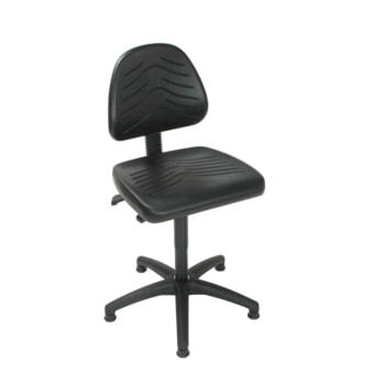 Bürostuhl - Asynchronmechanik - Sitzhöhe 435-625 mm - PU, schwarz - Rückenlehne groß - Kunststoff Fußkreuz mit Gleitern PU, schwarz