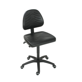Bürostuhl - Asynchronmechanik - Sitzhöhe 465-655 mm - PU, schwarz - Rückenlehne groß - Kunststoff Fußkreuz mit Rollen PU, schwarz