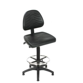 Bürostuhl - Asynchronmechanik - Sitzhöhe 515-700 mm - PU, schwarz - Rückenlehne groß - Kunststoff Fußkreuz mit Gleitern - mit Fußring PU, schwarz