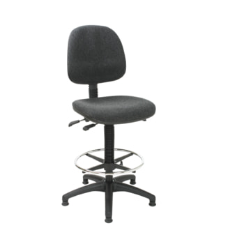 Bürostuhl - Asynchronmechanik - Sitzhöhe 525-710 mm - Polster, anthrazit - Rückenlehne groß - Kunststoff Fußkreuz mit Gleitern - mit Fußring Polster, anthrazit
