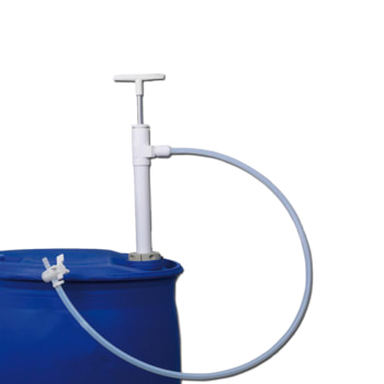 PTFE Fasspumpe mit Auslaufschlauch und Absperrhahn - Tauchtiefe 950 mm - hohe chemische Beständigkeit - für Kanister, Fässer und Tanks 950 mm
