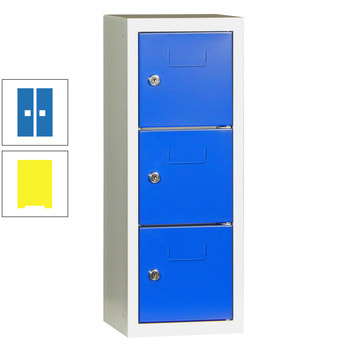Schließfachsäule - 598 x 225 x 200 mm (HxBxT) - 3 Fächer - Türen mit Etikettenrahmen - zinkgelb/himmelblau RAL 5015 Himmelblau | RAL 1018 Zinkgelb