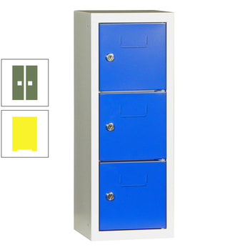Schließfachsäule - 598 x 225 x 200 mm (HxBxT) - 3 Fächer - Türen mit Etikettenrahmen - zinkgelb/resedagrün RAL 6011 Resedagrün | RAL 1018 Zinkgelb