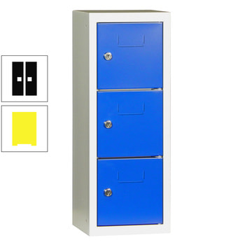 Schließfachsäule - 598 x 225 x 200 mm (HxBxT) - 3 Fächer - Türen mit Etikettenrahmen - zinkgelb/tiefschwarz RAL 9005 Tiefschwarz | RAL 1018 Zinkgelb