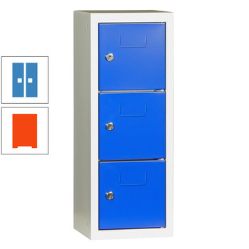 Schließfachsäule - 598 x 225 x 200 mm (HxBxT) - 3 Fächer - Türen mit Etikettenrahmen - reinorange/lichtblau RAL 5012 Lichtblau | RAL 2004 Reinorange