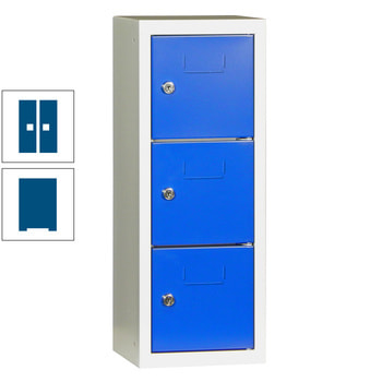 Schließfachsäule - 598 x 225 x 200 mm (HxBxT) - 3 Fächer - Türen mit Etikettenrahmen - enzianblau RAL 5010 Enzianblau | RAL 5010 Enzianblau