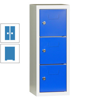 Schließfachsäule - 598 x 225 x 200 mm (HxBxT) - 3 Fächer - Türen mit Etikettenrahmen - lichtblau RAL 5012 Lichtblau | RAL 5012 Lichtblau