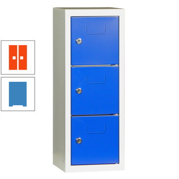 Schließfachsäule - 598 x 225 x 200 mm (HxBxT) - 3 Fächer - Türen mit Etikettenrahmen - lichtblau/reinorange RAL 2004 Reinorange | RAL 5012 Lichtblau