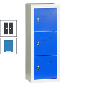 Schließfachsäule - 598 x 225 x 200 mm (HxBxT) - 3 Fächer - Türen mit Etikettenrahmen - lichtblau/anthrazitgrau RAL 7016 Anthrazitgrau | RAL 5012 Lichtblau