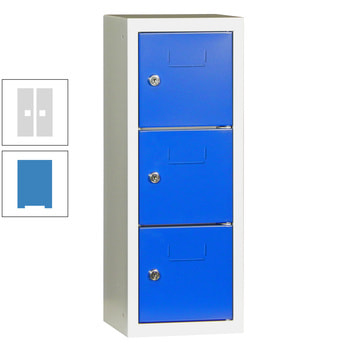 Schließfachsäule - 598 x 225 x 200 mm (HxBxT) - 3 Fächer - Türen mit Etikettenrahmen - lichtblau/lichtgrau RAL 7035 Lichtgrau | RAL 5012 Lichtblau