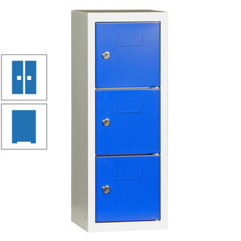 Schließfachsäule - 598 x 225 x 200 mm (HxBxT) - 3 Fächer - Türen mit Etikettenrahmen - himmelblau RAL 5015 Himmelblau | RAL 5015 Himmelblau