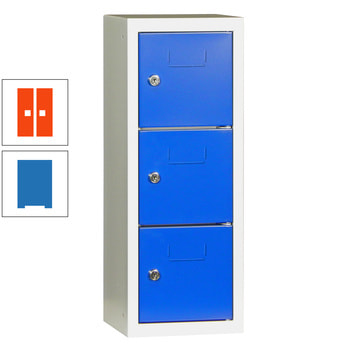 Schließfachsäule - 598 x 225 x 200 mm (HxBxT) - 3 Fächer - Türen mit Etikettenrahmen - himmelblau/reinorange RAL 2004 Reinorange | RAL 5015 Himmelblau