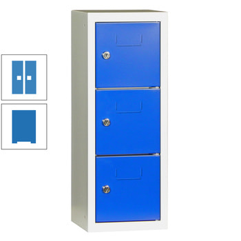 Schließfachsäule - 598 x 225 x 200 mm (HxBxT) - 3 Fächer - Türen mit Etikettenrahmen - himmelblau/lichtblau RAL 5012 Lichtblau | RAL 5015 Himmelblau