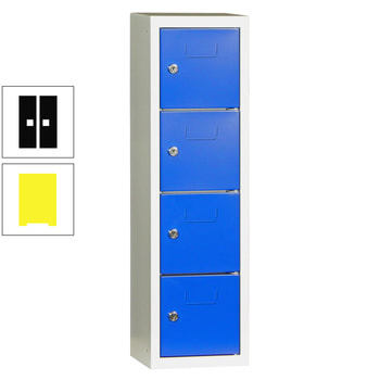 Schließfachsäule - 778 x 225 x 200 mm (HxBxT) - 4 Fächer - Türen mit Etikettenrahmen - zinkgelb/tiefschwarz RAL 9005 Tiefschwarz | RAL 1018 Zinkgelb