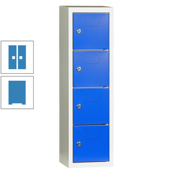 Schließfachsäule - 778 x 225 x 200 mm (HxBxT) - 4 Fächer - Türen mit Etikettenrahmen - lichtblau RAL 5012 Lichtblau | RAL 5012 Lichtblau