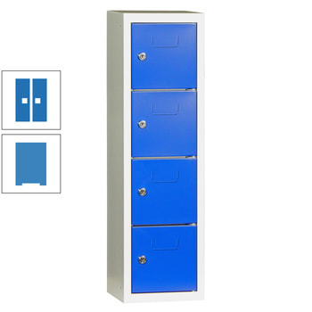 Schließfachsäule - 778 x 225 x 200 mm (HxBxT) - 4 Fächer - Türen mit Etikettenrahmen - lichtblau/himmelblau RAL 5015 Himmelblau | RAL 5012 Lichtblau