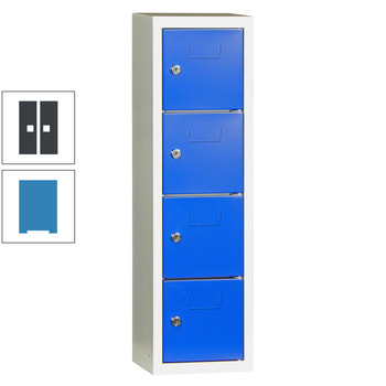Schließfachsäule - 778 x 225 x 200 mm (HxBxT) - 4 Fächer - Türen mit Etikettenrahmen - lichtblau/anthrazitgrau RAL 7016 Anthrazitgrau | RAL 5012 Lichtblau