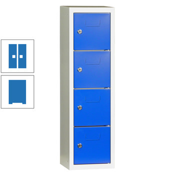 Schließfachsäule - 778 x 225 x 200 mm (HxBxT) - 4 Fächer - Türen mit Etikettenrahmen - himmelblau RAL 5015 Himmelblau | RAL 5015 Himmelblau