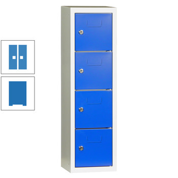 Schließfachsäule - 778 x 225 x 200 mm (HxBxT) - 4 Fächer - Türen mit Etikettenrahmen - himmelblau/lichtblau RAL 5012 Lichtblau | RAL 5015 Himmelblau