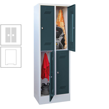 Kleiderschrank - 4 Fächer a 300 mm - (HxBxT) 1.850x600x500 mm - Sockel - Zylinderschloss - reinweiß/lichtgrau RAL 7035 Lichtgrau | RAL 9010 Reinweiß